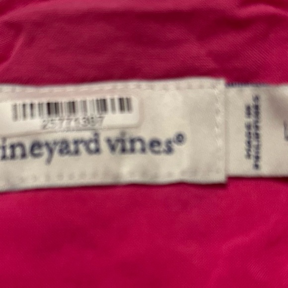 Vineyard Vines Hot Pink Pinstripe Seersucker Mini Dress Shoulder Ties Tassels L - Picture 5 of 5